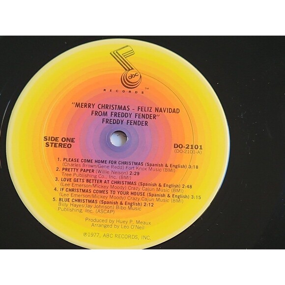 Freddy Fender Merry Christmas Feliz Navidad LP Vinyl Album Shrink Audio Tested - Picture 7 of 9